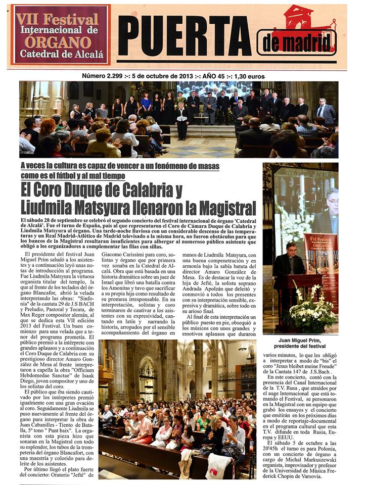 News press - Coro Duque de Calabria y Liudmila Matsyura